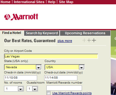 Marriott Hotels Home Page